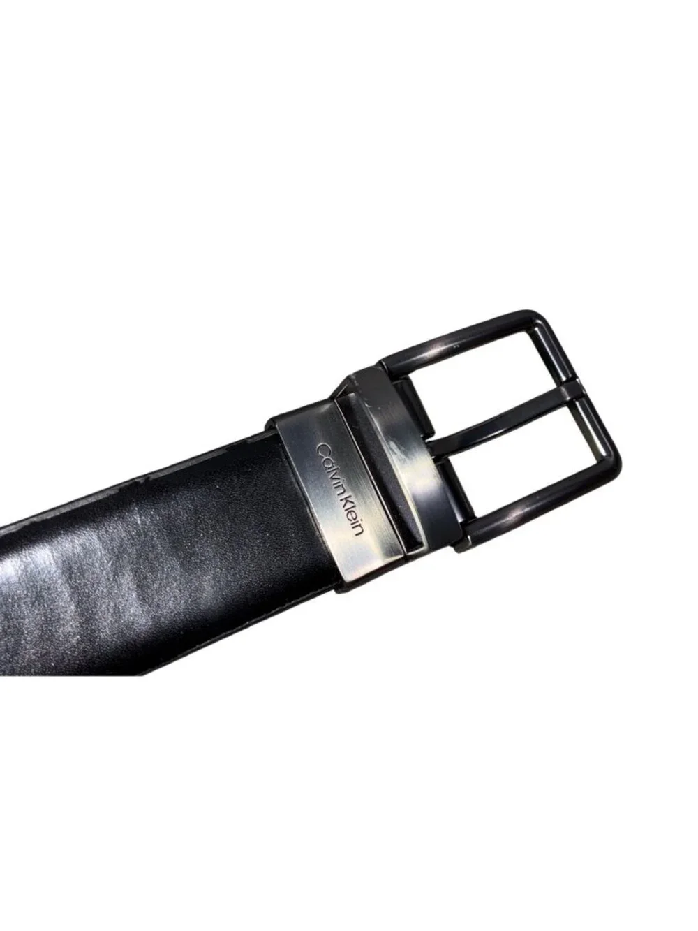 Calvin Klein Mens Black & Brown Reversible Leather Belt With Gunmetal Buckle